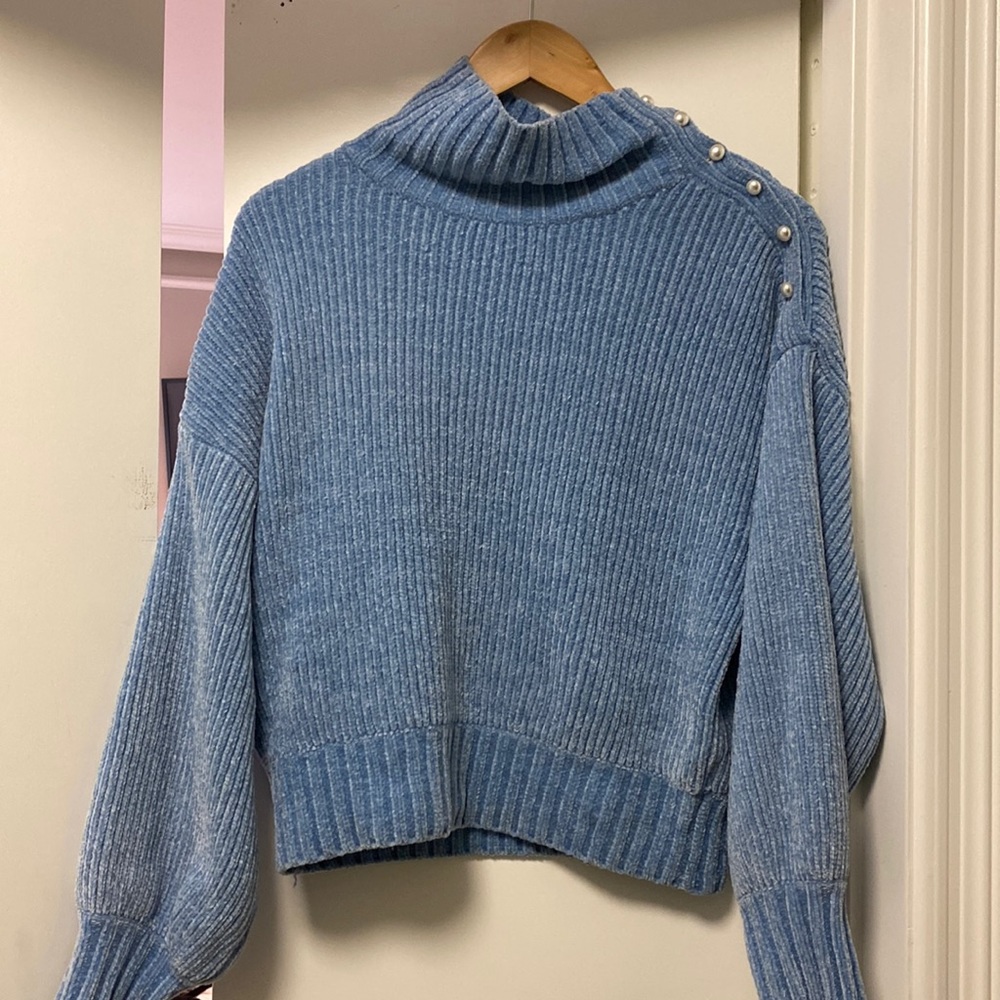 STAUD Blue Knit Sweater Pearl